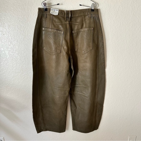 New Free people x new moon Good Luck Coated High Waist Barrel Jeans size 28 - Picture 14 of 14